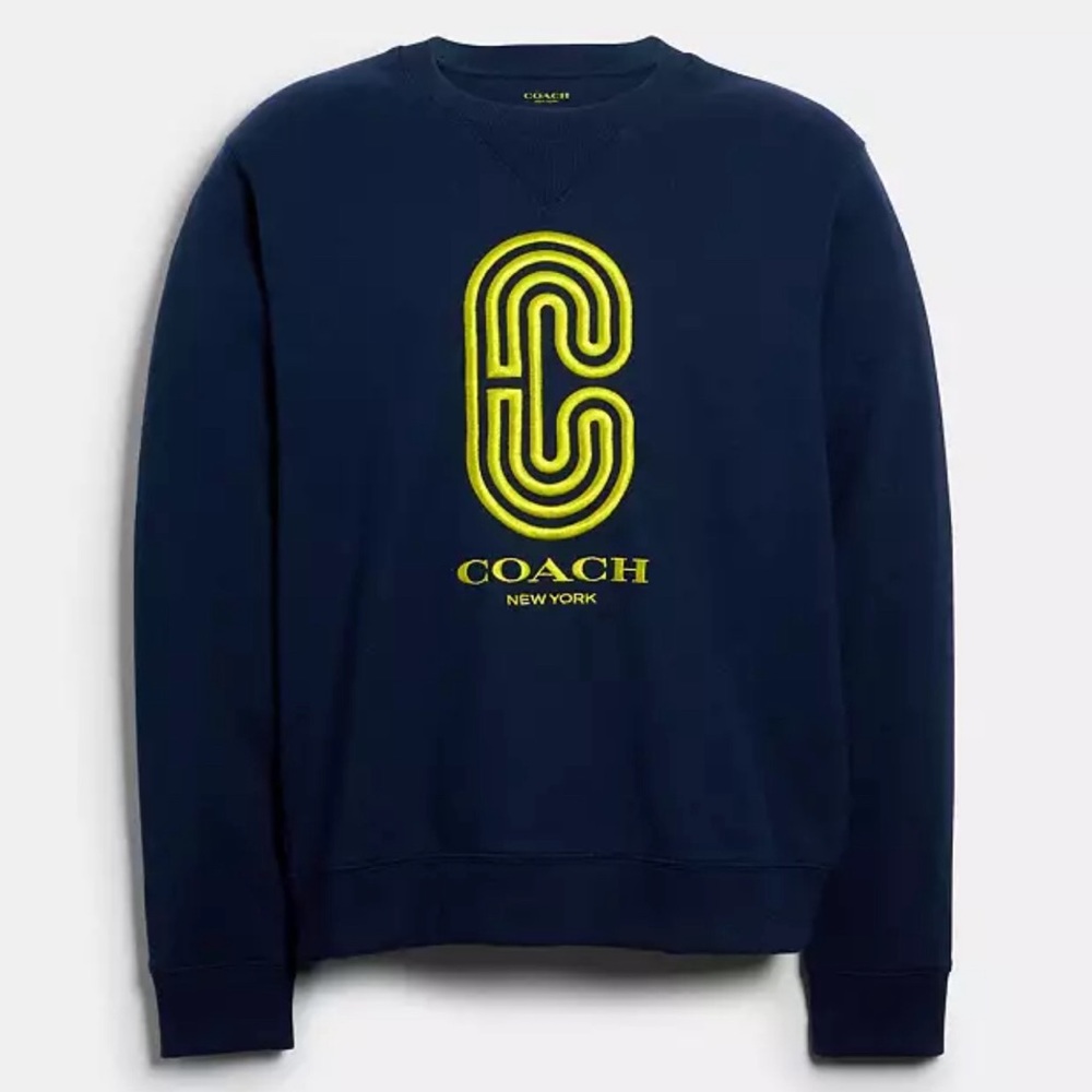 New Authentic Coach blue green Retro logo sweater sweatshirt xsmall $298.…